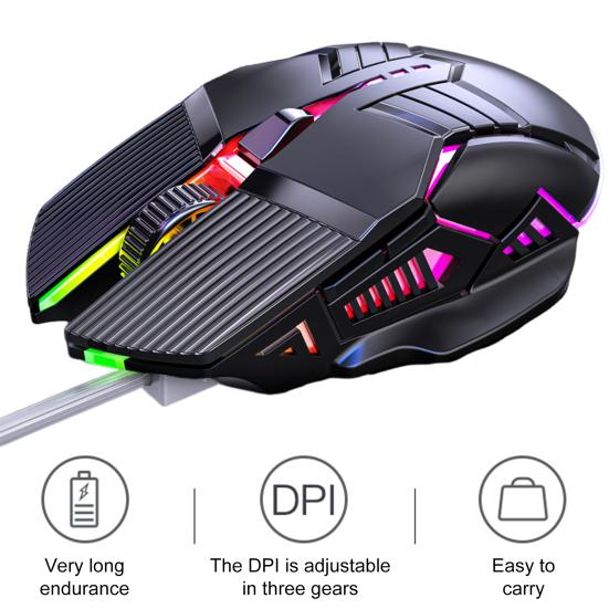 USB Wired Mouse Cool Seven-Color Backlight Gaming Mouse 3200DPI Adjustable 6 Keys Ergonomics Plug And Play Laptop Mice Computer Peripheral Accessories