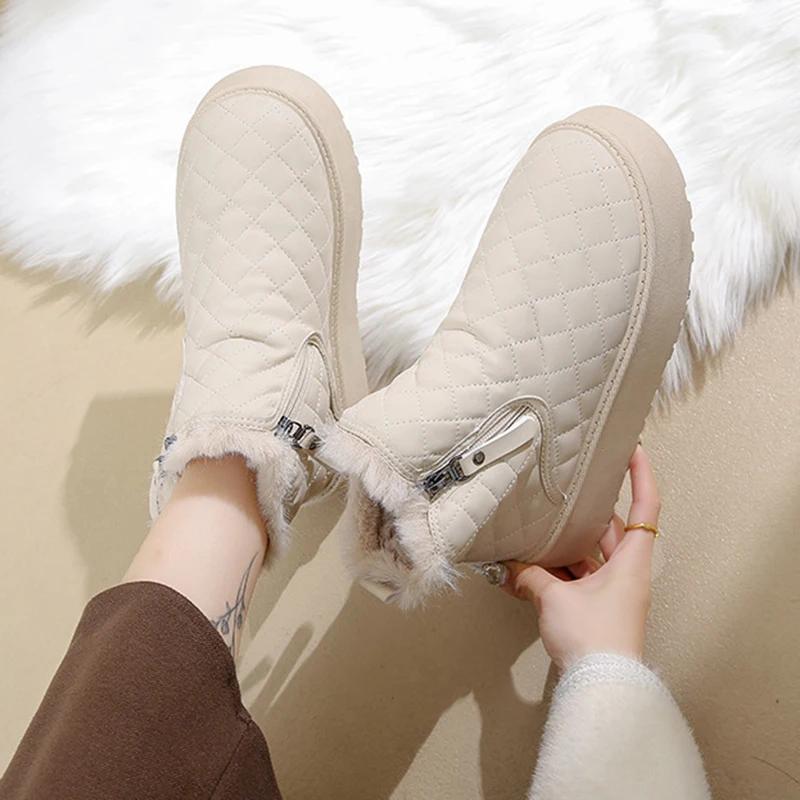 Женские ботильоны с подкладкой, высокие зимние ботинки, женская обувь на осень-зиму, повседневные, на платформе, теплые, из хлопка, с плоской подошвой, короткие ботинки