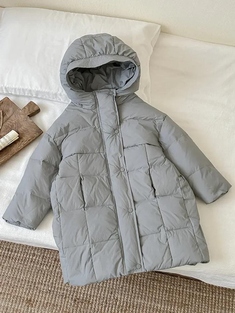 Детская белая куртка-пуховик из утиного пуха, толстая теплая длинная верхняя одежда для мальчиков и девочек, парки 2024 года, зимние новые повседневные подростковые детские пальто