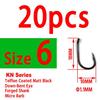 Bimoo 20pcs Teflon Coated Strong Carp Fishing Hooks High Carbon Steel Matte Black Micro Barb Size 2 4 6 8 10 Withy Pool Rig Hook