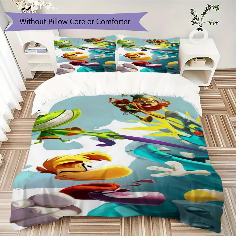 Rayman Pattern Bedding uilt Set uilt Cover Pillowcase Home Decoration Birthday Gift (1 * duvet cover + 2 * pillowcase without core)129
