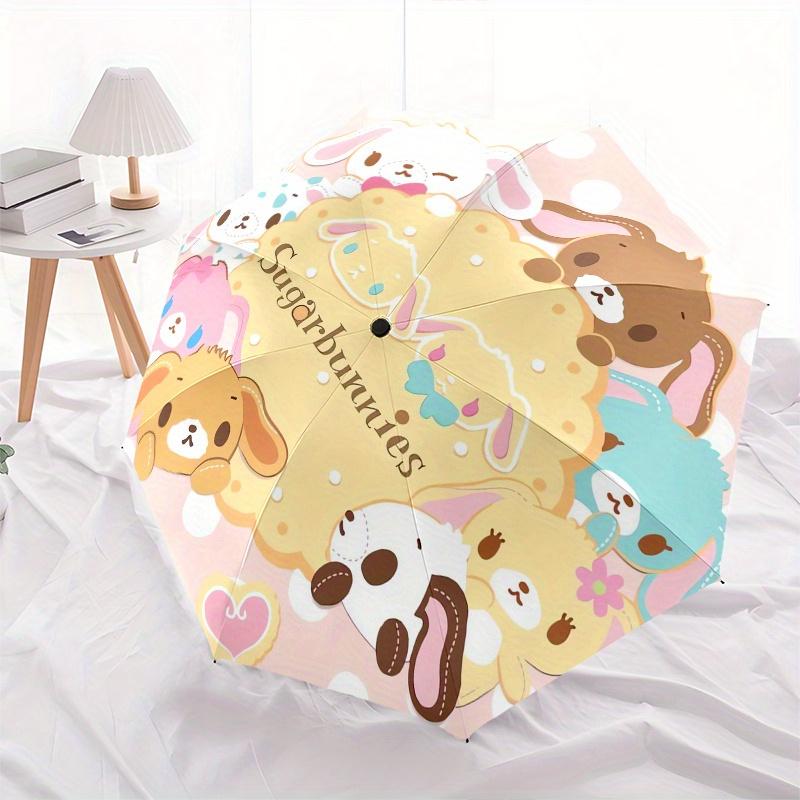 Sugarbunnies,CuteBunnies Automatic Folding Umbrella-Simple 8-Rib Design, Bright Cartoon Pattern, Durable Iron Frame, Suitable For Travel, Ou