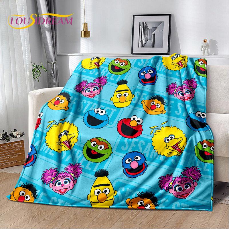 TV Sesame Street Cute Cartoon Soft Plush Blanket,Flannel Blanket Throw Blanket for Living Room Bedroom Bed Sofa Picnic Cover Kid