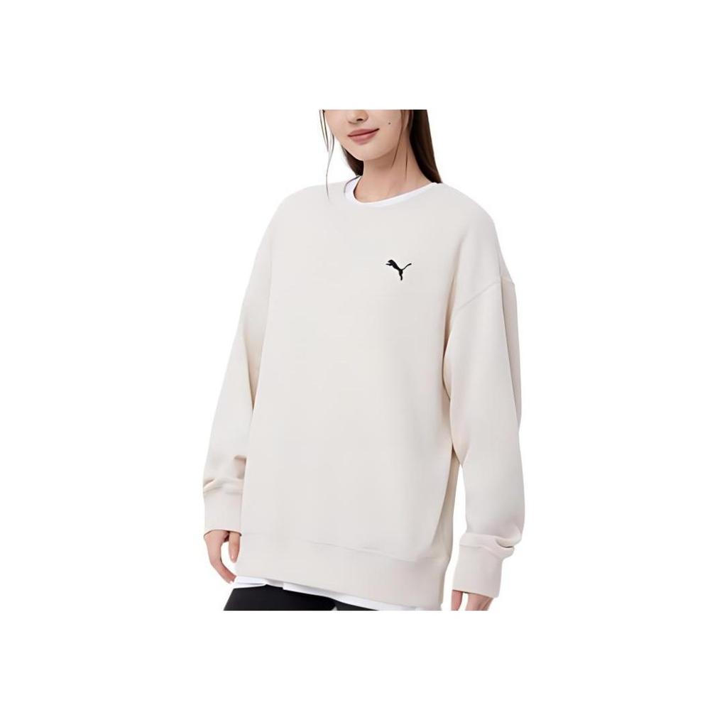New PUMA ESS CREW FL Sweatshirt Unisex Snow White 632292-87