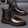 Осенний бренд ретро британский трендовый бренд полированные высокие кожаные туфли для мужчин модные удобные ботинки челси на толстой подошве