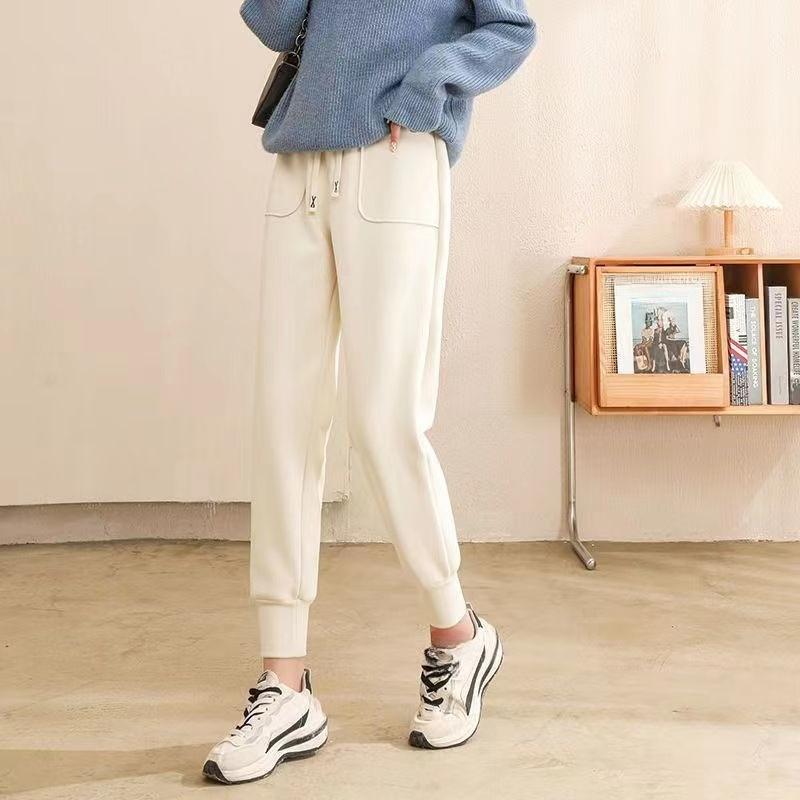 2026 Осень Зима Двусторонние Бархатные Ветрозащитные Уличные Спортивные Брюки Женские Свободные С манжетами Большие Карманы Утепленные С высокой посадкой Термо Спортивные Брюки