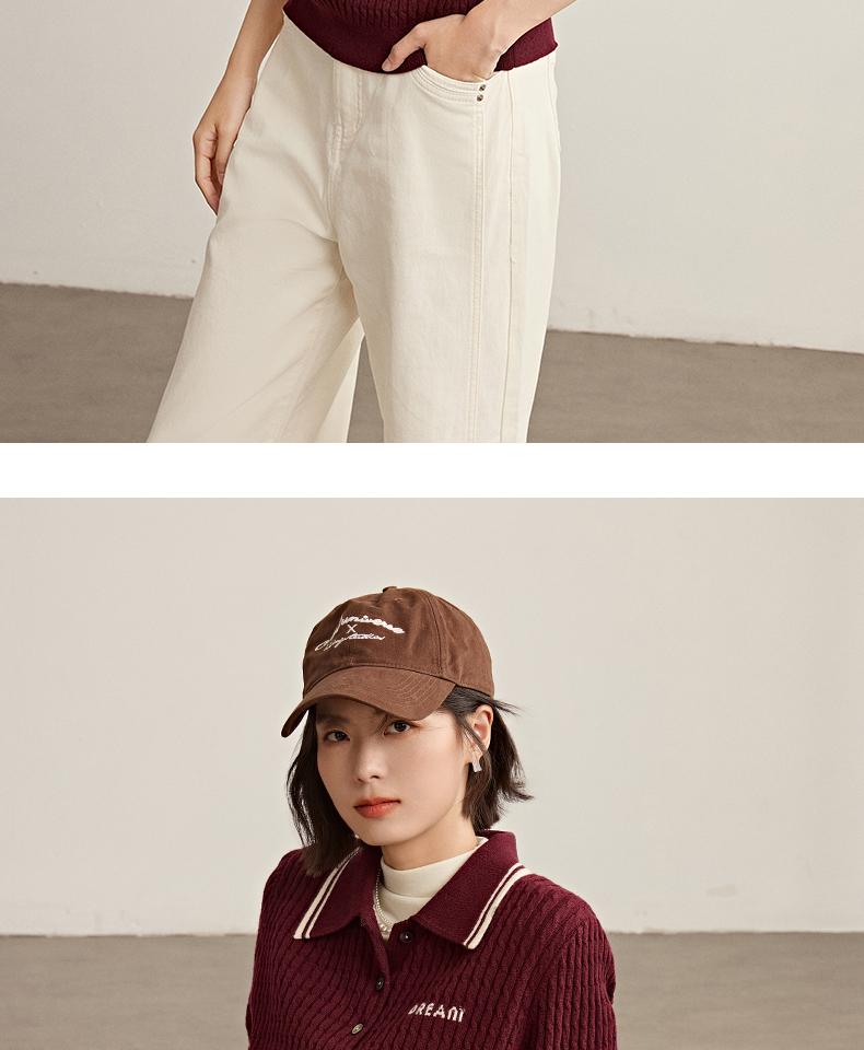 Fashion Polo collar twisted flower knitted sweater