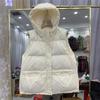 Зима-Осень, женский однотонный теплый жилет без рукавов с воротником-стойкой и воротником-стойкой, свободное шикарное белое пальто на утином пуху