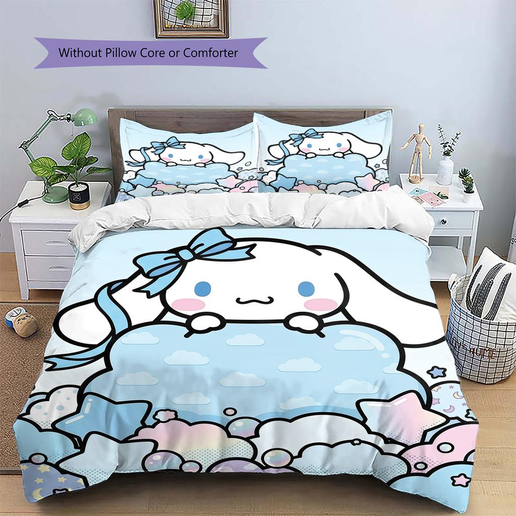 Постельное белье Sanrio с розовым узором, Комплект с одеялом, Пододеяльник, Наволочка, Домашний подарок на день рождения(1 пододеяльник + 2 наволочки, без наполнителя)