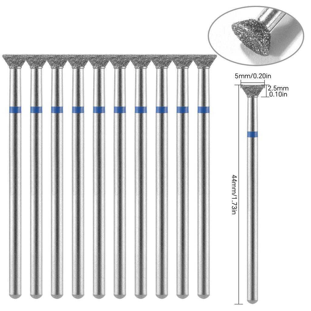 10 шт., алмазные фрезы, набор сверл для ногтей, аксессуары для маникюра, педикюра, электрическая машина, кисточка для ногтей, инструменты для заусенцев