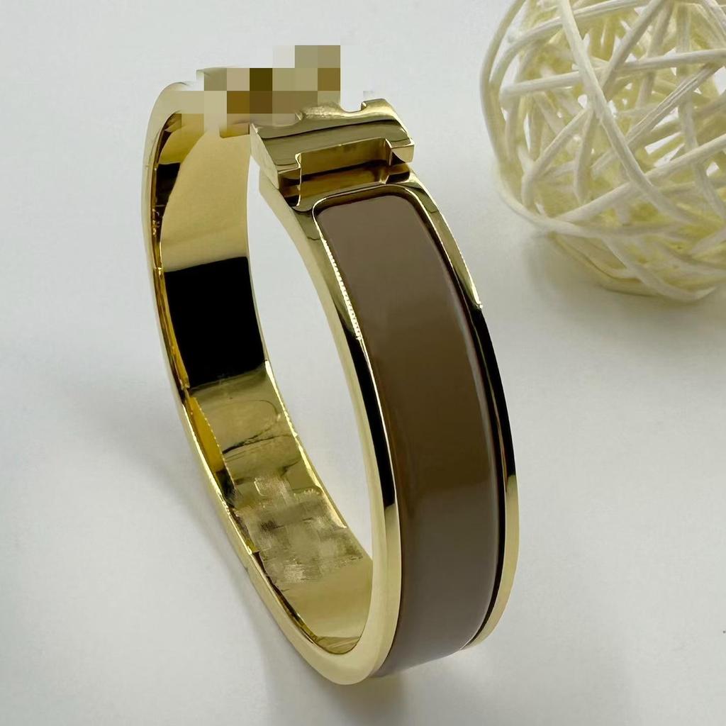 Браслет-бэнгл из эмалированной титановой стали 12 мм с буквой H - Европейский и американский модный браслет