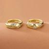 Huitan Chic Gold Color Hoop Earrings Female Exquisite Shiny Cubic Zirconia Ear Accessories Low-key Daily Wearable Party Jewelry