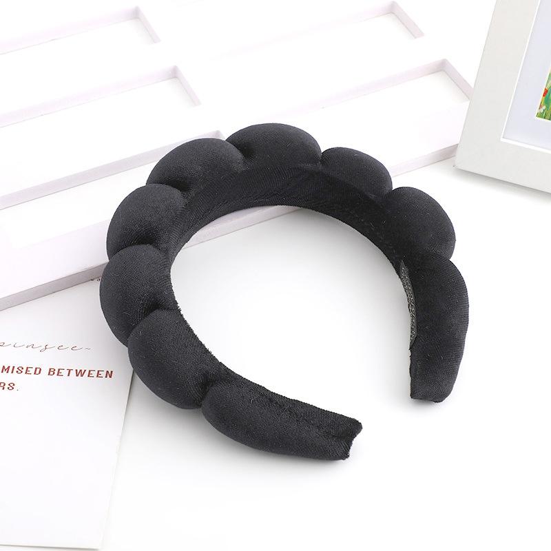 Однотонная headband с облачным губчатым наконечником, моющая резинка для волос, пушистая headband для мытья лица, макияжа, душа, ухода за кожей, повязка на голову