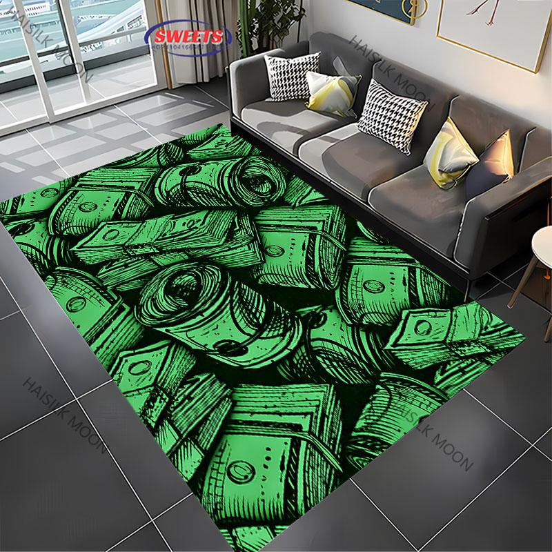 1 шт. ковер с принтом доллара, нескользящий мультяшный коврик, большие размеры, ковры для спальни, игровой комнаты, столовой, офиса, декоративный коврик