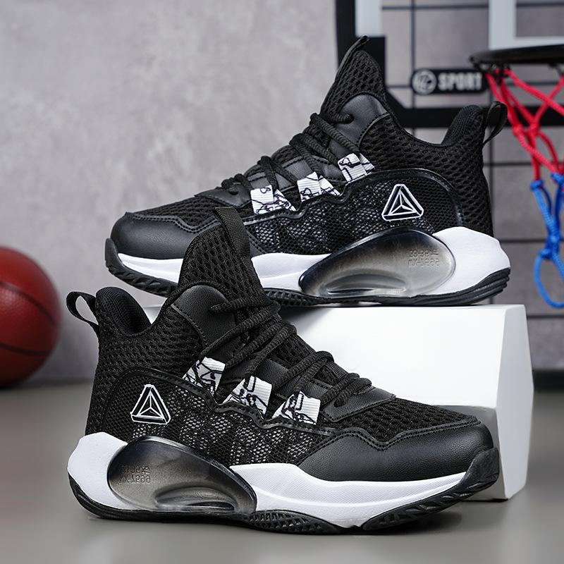 Children's Basketball Shoes 2025 Spring and Autumn Boys Mesh Breathable Sports Shoes Primary School Students Practical Training High-top Basketb