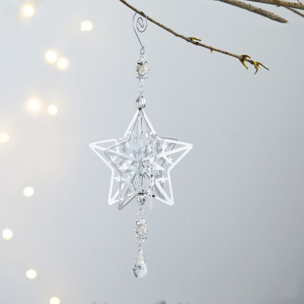 Железная 3D Рождественская Снежинка Подвеска Объемные Блестящие Рождественские Украшения для Подвешивания на Елку Многоразовые Покрытие Золото/Серебро