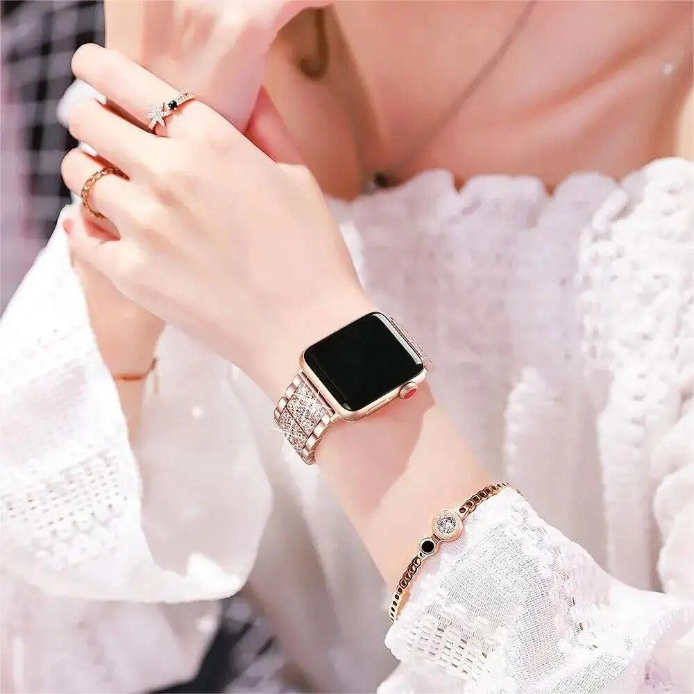 Woman Strap For Apple Watch Band 44mm 40mm 49mm 45mm 41mm 42mm 45 Mm Diamond Bracelet Correa iWatch Series Ultra 8 SE 7 6 5 4 3