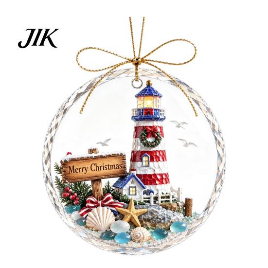 Xmas Tree Hanging Decor Christmas Acrylic Pendant for Holiday Decoration, 2D Flat Ocean Theme Ornament Decoration Gift Home Party Decor, Lightweight