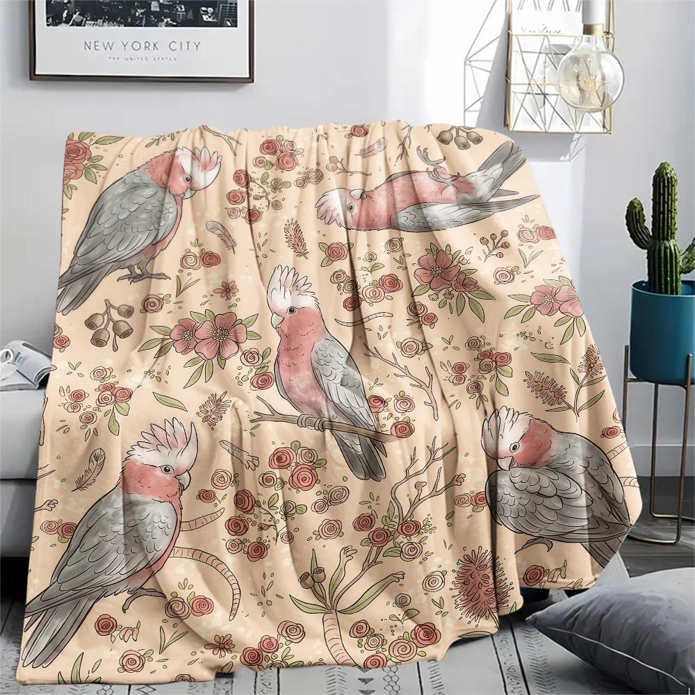Retro Animal Parrot Horse Print Flannel Blanket High quality Comfortable for All Seasons Home Decor Warmth and Comfort Perfect for Christmas Gifts