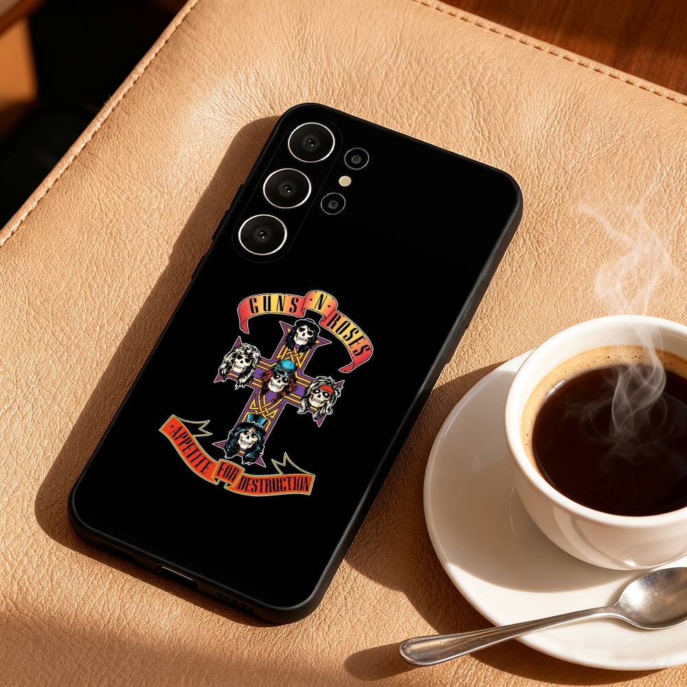 Чехол для телефона Band G-Guns N Roses для Samsung S26, S25, 24, 23, 22, 30, 21, 10, 9, Ultra, Plus, Lite, Черный Мягкий Чехол
