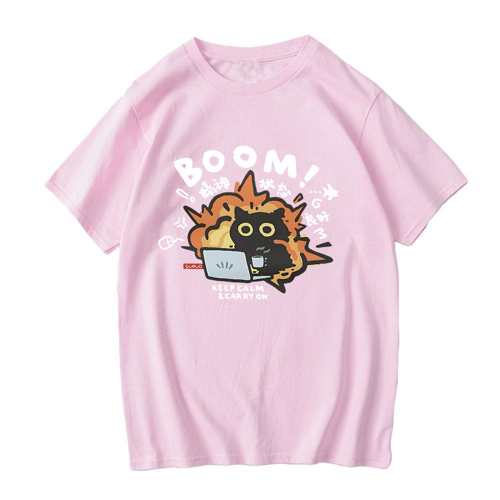 Футболка Boom CAT Mental Pure Cotton с короткими рукавами для мужчин и женщин 2024 года, новые футболки свободного покроя с рисунком