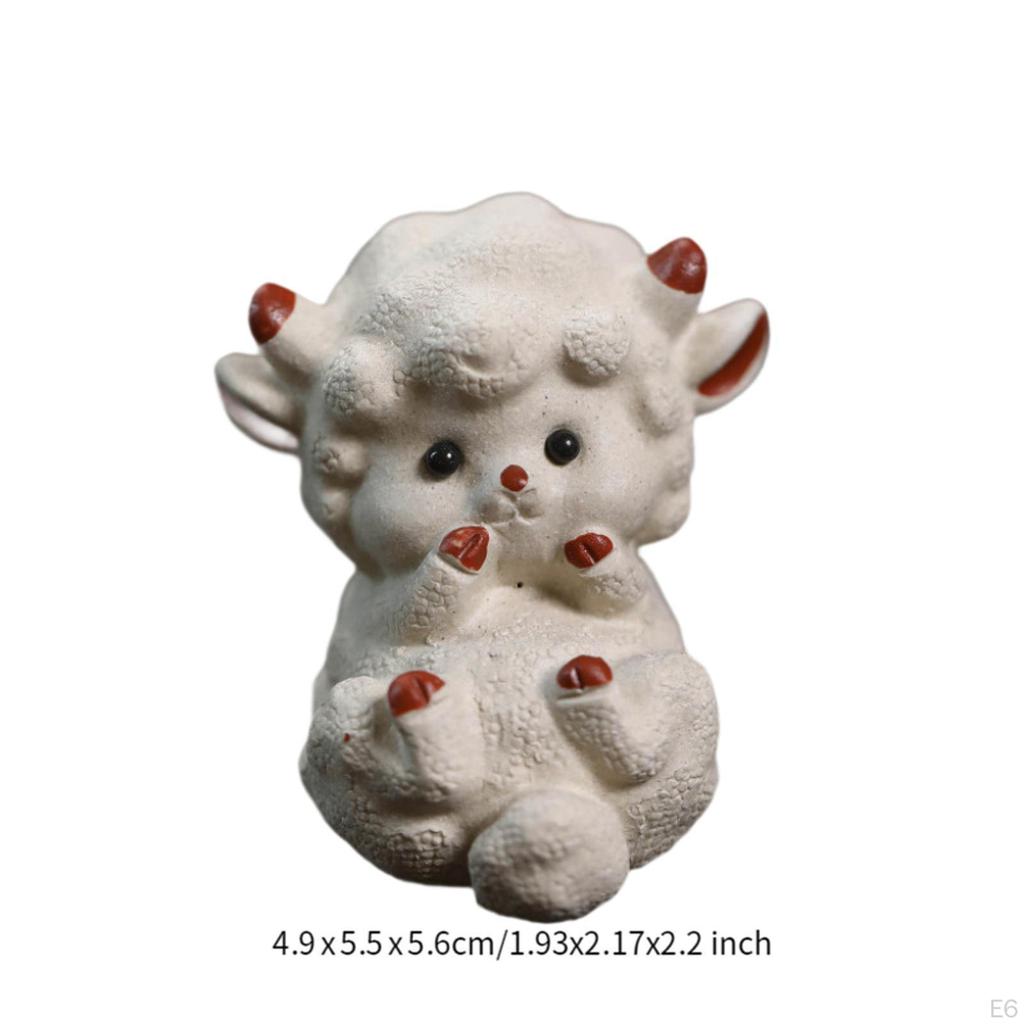 Purple Clay Tea Pet Small Sheep Statue Decoration Gift Miniature Figurine for