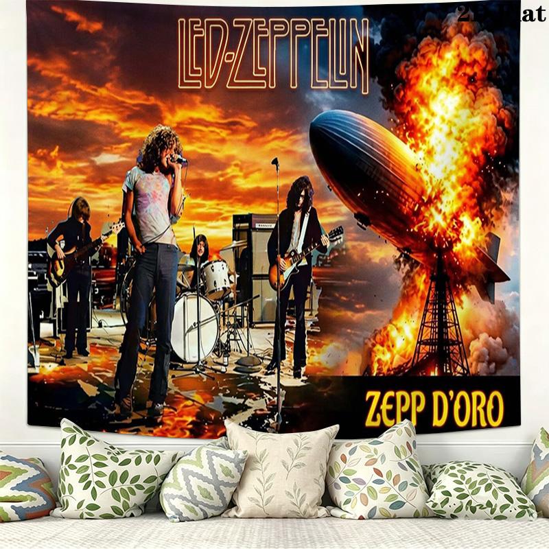 Led zeppelin Wall Tapestry Aesthetic Wall Hanging Printed Fabric Blanket Decorative Tapestries for Bedroom Living Room Home Decor