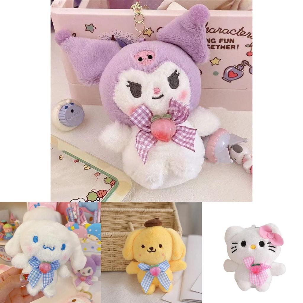 Cute Sanrio Series Plush Keychain Adorable Stuffed Dog Bag Charm Soft 10cm