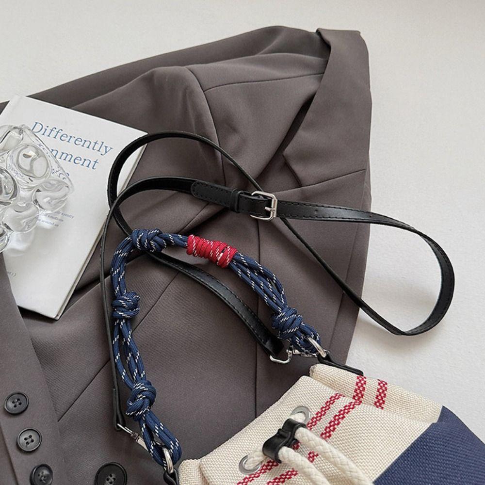 Korean Style Retro Canvas Bucket Bags Purse Crossbody Bag Patchwork String Crossbody Bag Wallet Bags Large Capacity