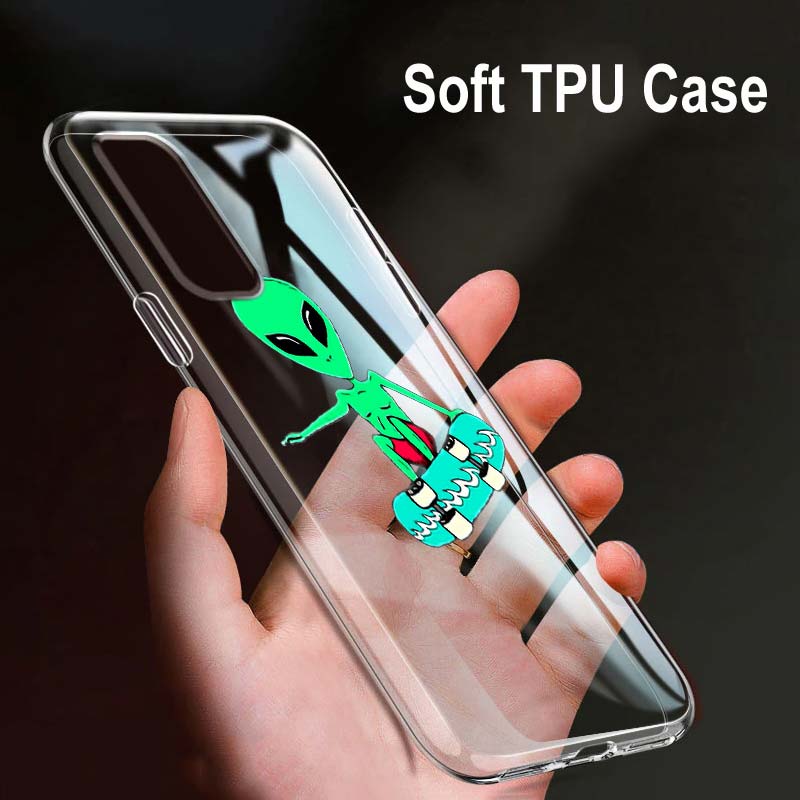 Cartoon Alien Art For OPPO Reno7 SE 6 5 Z F 4G 5G Find X2 X3 Neo Lite Pro Plus Transparent Soft Phone Case Coque