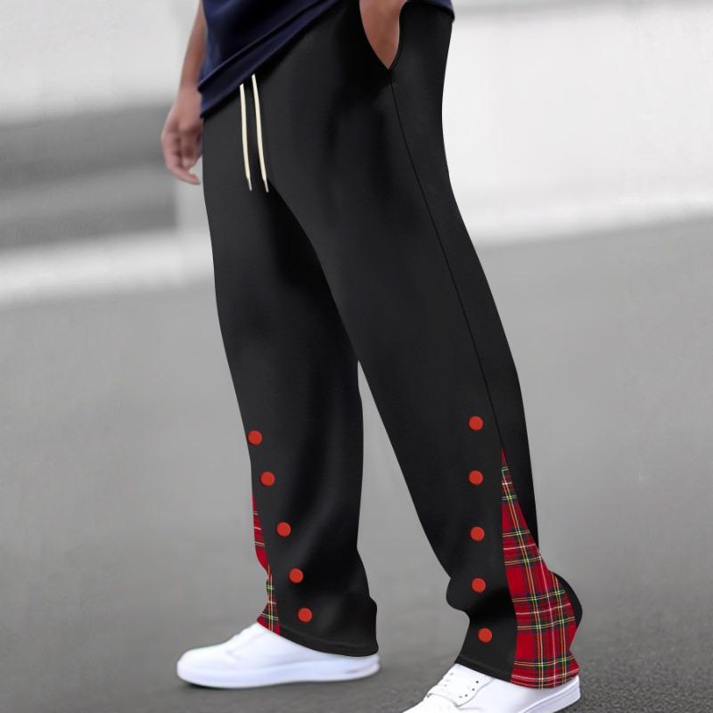 Men's SweatpantsNew Men's Buttoned Webbing Casual Pants Funky Straight Pants Outdoor Trousers