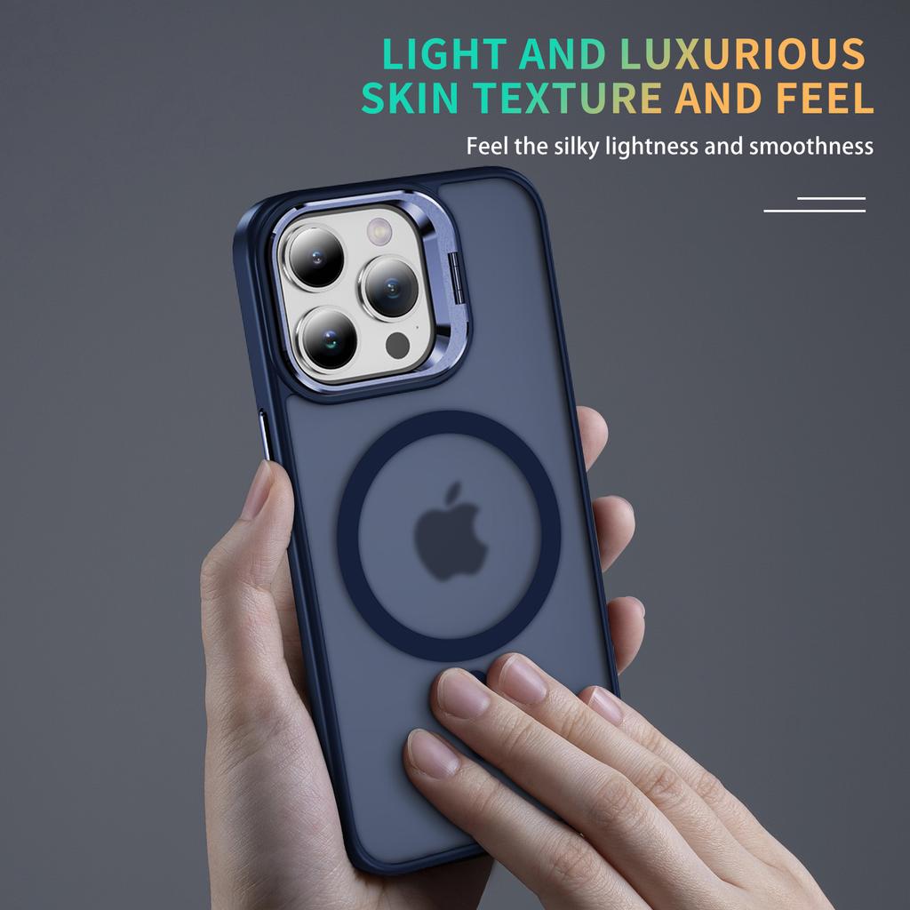 For iPhone 12/12 Pro Case Compatible with MagSafe PC+TPU+Metal Phone Cover Kickstand