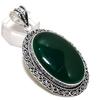 Natural Green Onyx Gemstone 925 Sterling Silver Jewelry Pendant 2.48" n3A22