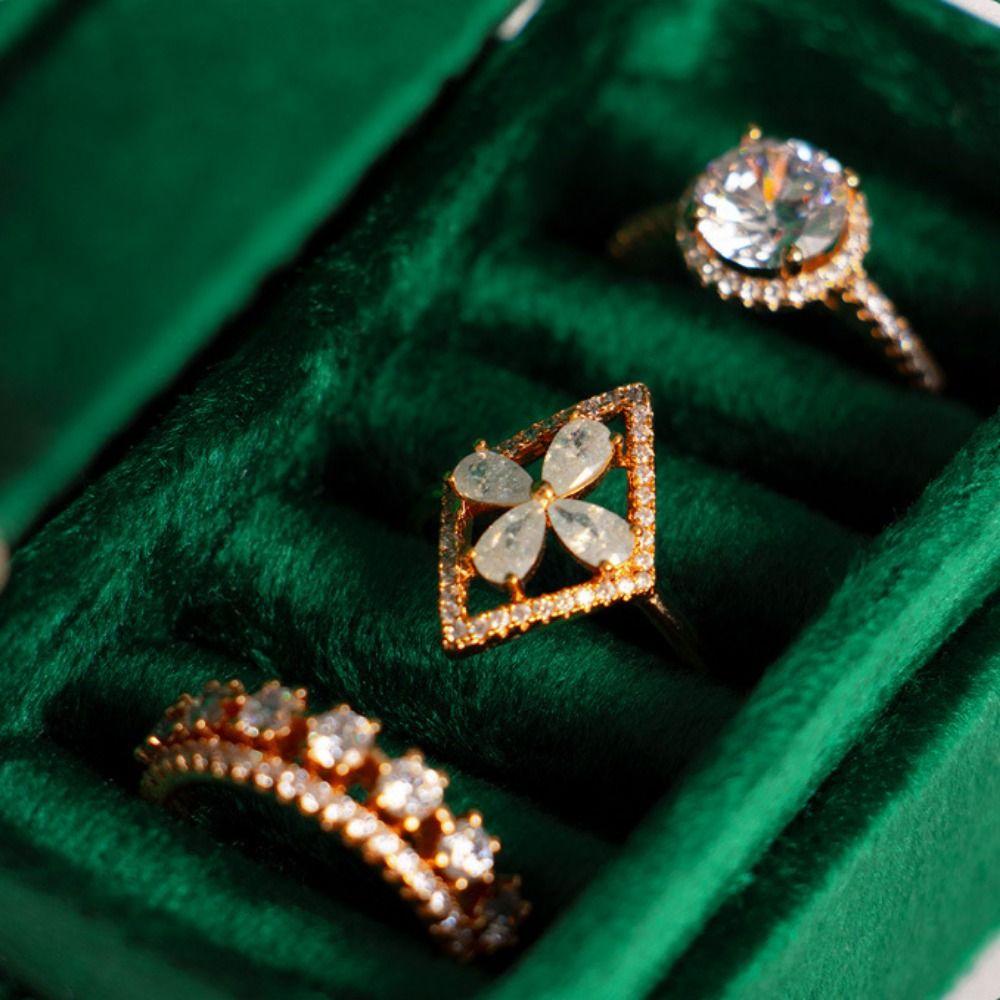 Wedding Rings Bearer Box Square Jewelry Organizer Velvet Rings Holder  Marriage Anniversary