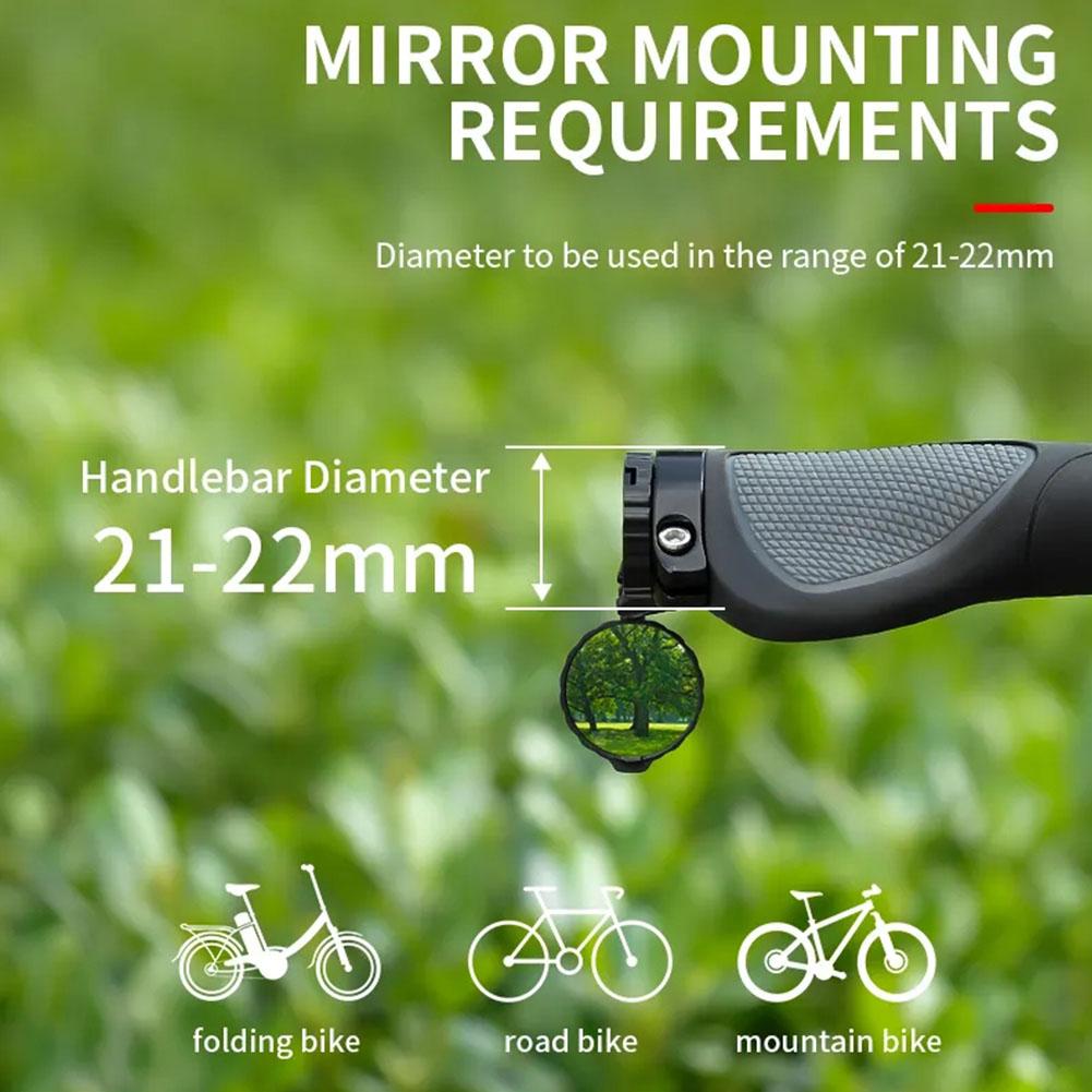 Bicycle Rearview Mirror Handlebar Mount, Anti-Glare Convex Cycling Mirror, Universal Adjustable for MTB Road Bike