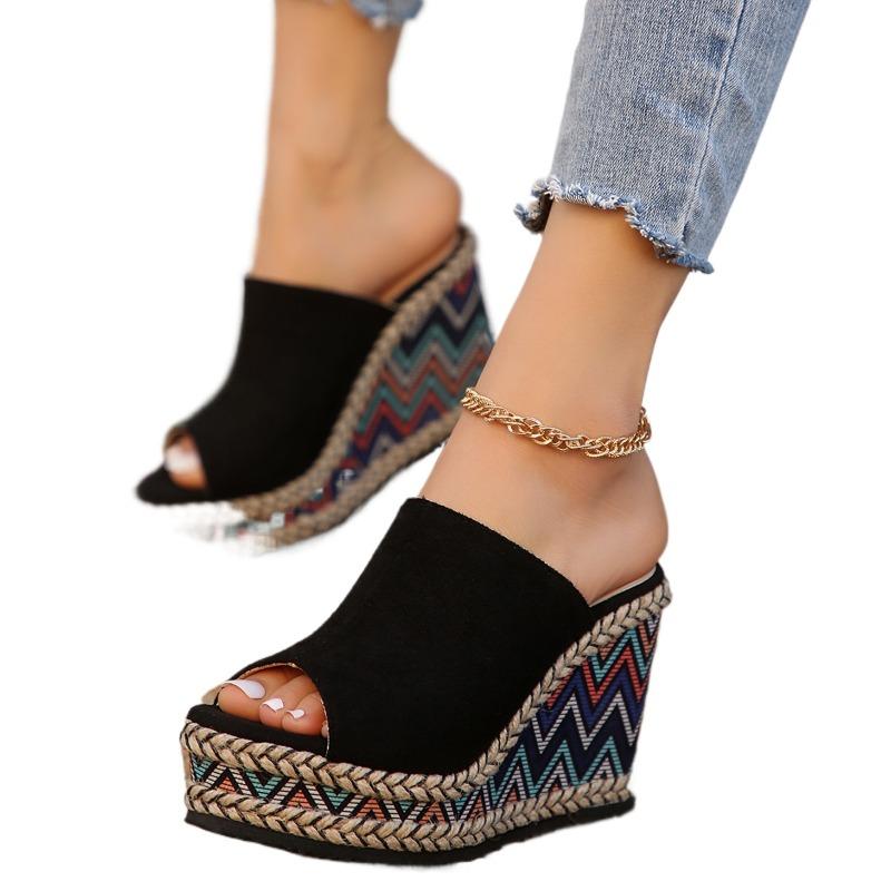 Shoes Female 2024 Plus Size Peep Toe Women's Slippers Leisure Dress Sandals Women Platform Wedges Outdoor Slippers Women Zapatos