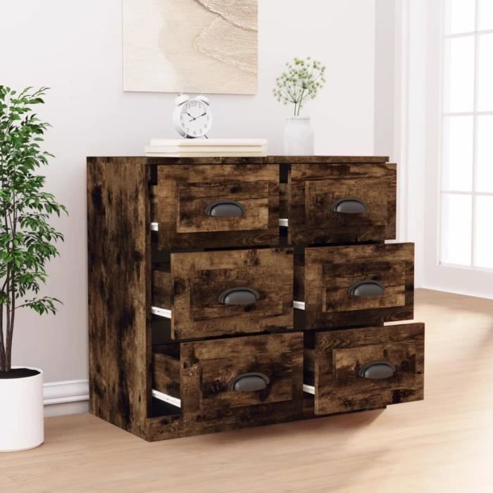 VidaXL Buffet chêne fumé 70x35,5x67,5 cm bois d'ingénierie 816437