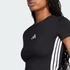 adidas Женская базовая футболка слим с тремя полосками Черный/Белый Женская уличная одежда JC8325
