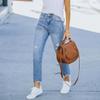 Women'S Pants Women Stretchy High Waisted Straight Leg Ripped Boyfriend Jeans Frayed Ankle Denim Pants Pantalones De Mujer