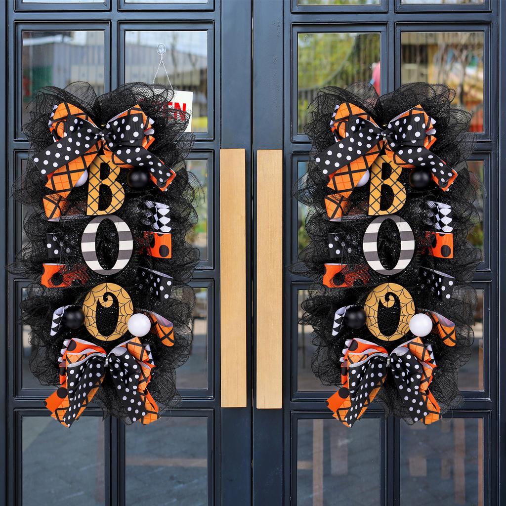 Halloween Wreath Door Hanging Wreath Ghost Festival Thriller Pumpkin Wreath Door Number Garden Decoration Pendant