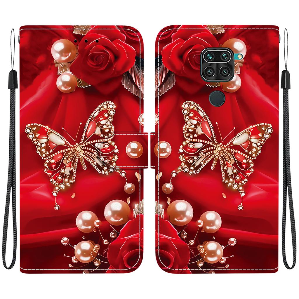 Чехол-книжка из искусственной кожи ручной работы для Xiaomi Redmi 10X 4G/ Redmi Note 9 (4G) Противоскользящий ударопрочный чехол с ремешком на запястье и дизайнами в виде сердец/роз и кошек