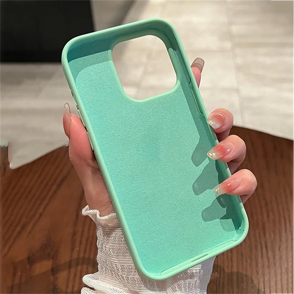 Для iPhone 17 16 16Pro 15 14 Pro Max 13 12 Mini 11 Противоударная Мягкая Задняя Крышка Оригинальный Жидкий Силикон Чехол с Кнопками Управления Камерой