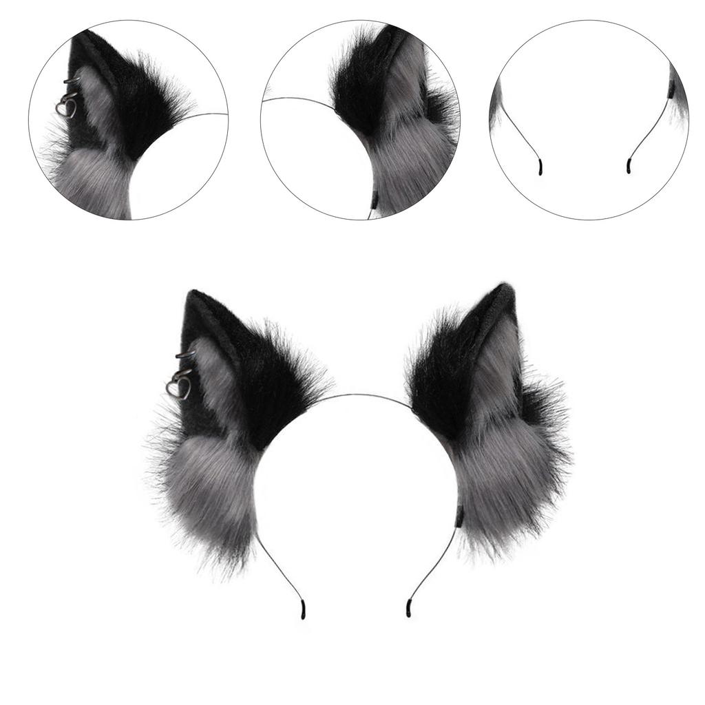 Handmade Wolf Ear Headband Kitten Girls Cosplay Accessories Beast Ears Fursuit Masquerade Halloween Cosplay Party