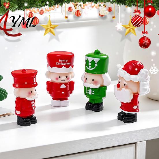 Detailed Resin Craft Figures 2Pcs Mini Christmas Figurine, Cute Santa Claus Nutcracker Soldier Dolls, DIY Accessories Decorative Figurine Set