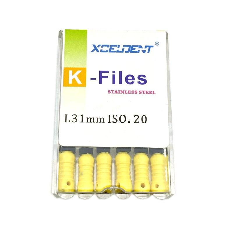 31 мм стоматологические K-файлы, эндо-файлы для корневых каналов, стоматологические ручные файлы, K-файлы из нержавеющей стали, инструменты для стоматолога