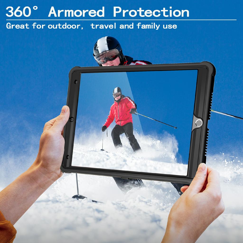 Чехол для планшета iPad 10.2 (2021)/(2020)/(2019)/Про 10,5-дюймовый (2017) Чехол-подставка из ПК + силикона с плечевым ремнем