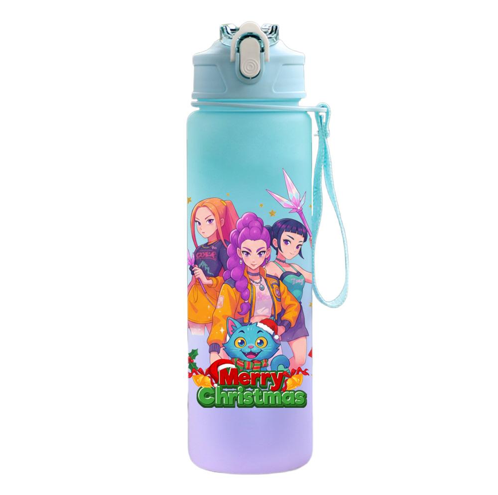 750Ml Water Bottle Cartoon Christmas K-Pop Demon Hunters Printed Large Capacity Drinking Cup Portable Outdoor Sports Water Cup Children Kid Gift