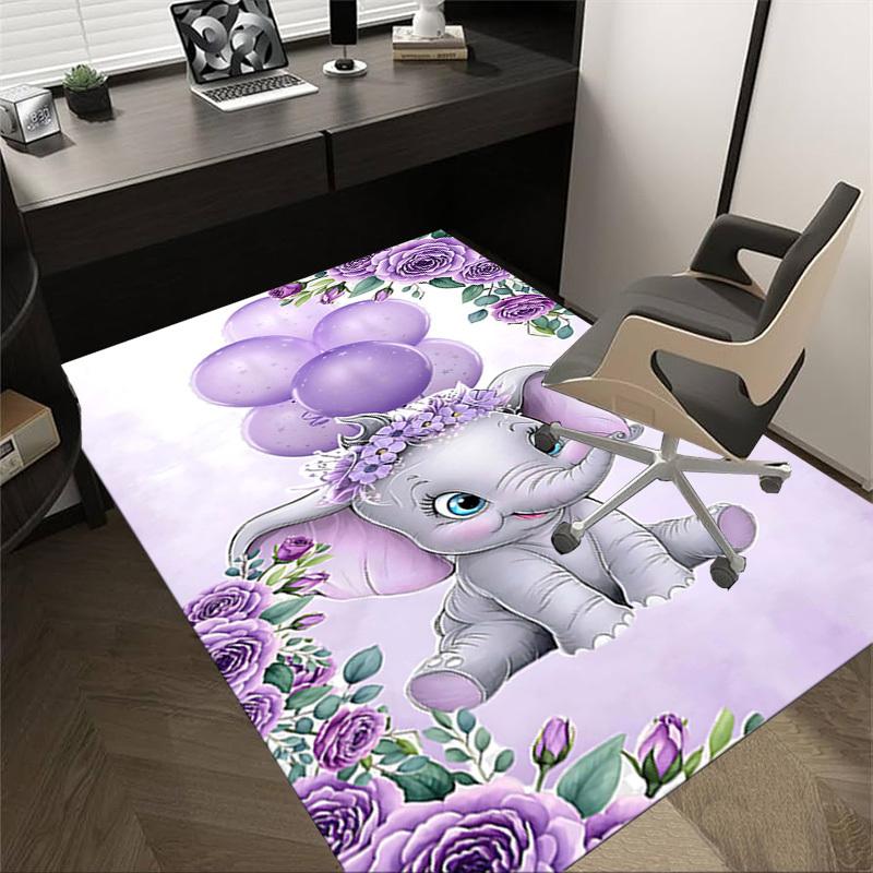 1PC Elephant and Purple Balloon Non-Slip Floor carpet, Office, family, bedroom, Studio - Large Area Rug, Vibrant Colors, Longlasting Material-X404