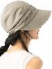 QUEENHEAD Блестящая кепка газетчика с широкими полями и защитой от солнца и УФ-лучей, размер хаки, женская защита, поля, (большой (63см), Серый)