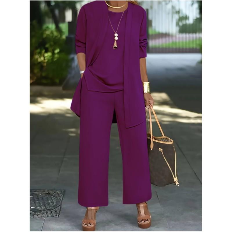 Женский комплект для похудения и уменьшения возраста больших размеров на весну и осень, однотонный простой комплект из топа и брюк